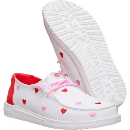 HEYDUDE Wendy Embroidered Hearts - Comfortable Slip on Shoes for Women'S Valentine'S Day